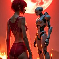 Red Moon Reclaimer She climbs the dead like others climb ladders. The war ended years ago—but the heat never left. Her heels crush ash and bone alike. Above her, the war-machine’s...