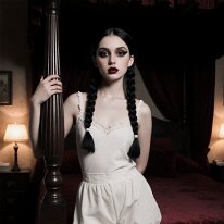 Atmospheric scene inspired by gothic aesthetics and mystery Darkness settles like velvet over stone and memory. Flickering candlelight reveals traces of gothic elegance and quiet decay. A restrained tension lingers in...