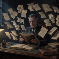 The Book That Devoured Him – When the Reader Became the Read! The scholar does not read the book—the book reads him back. His gaze is fixed, as if spellbound, unable to look away—not out of fascination, but because the...