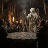 The Idol That Prayed Back – When the Cult Became the Sacrifice! The cultists do not pray to the statue—the statue prays through them. Their folded hands do not belong to them; the hands with marble fingers have begun to...