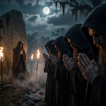When the Moon Opened the Gate – The Cult That Prayed to the Wrong Stars! The swamp does not belong to them. They stand reverently before the monolith, yet it is not a prayer—it is a bargain. The high priest’s robe conceals something...