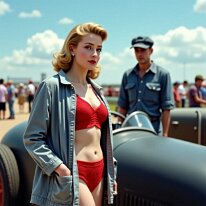 Hot Rods & High Heels – Pin #75 Shiny chrome, roaring engines, and bold curves. A perfect fusion of souped-up hot rods and stunning pin-up girls. Vintage seduction meets pure horsepower in a...