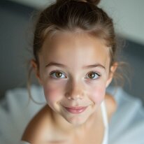 Radiant and graceful, smiling with joyful poise